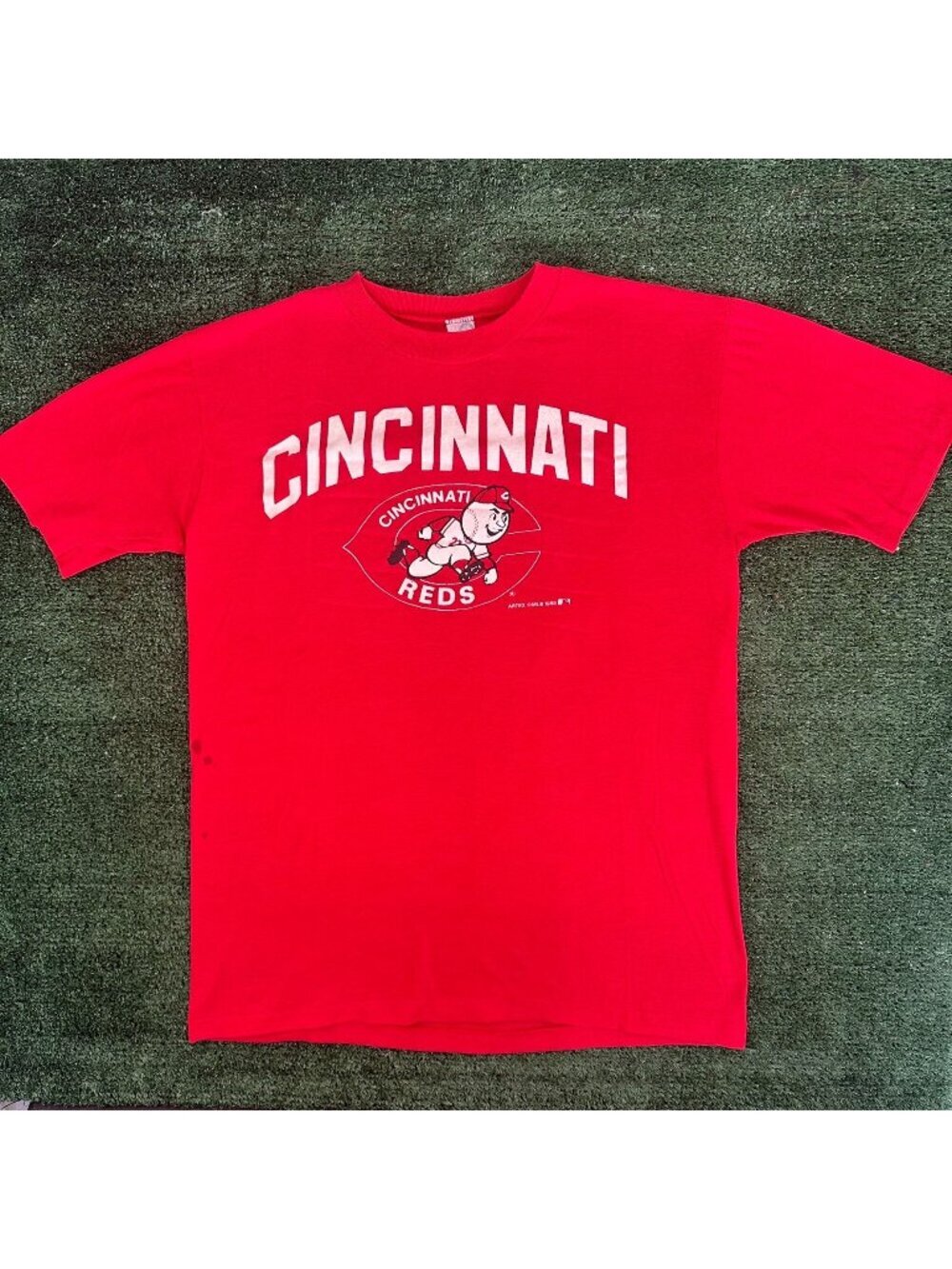 Vintage 80s Cincinnati Reds Mr. Red T-Shirt Red M Single Stitch MLB 1988 Artex